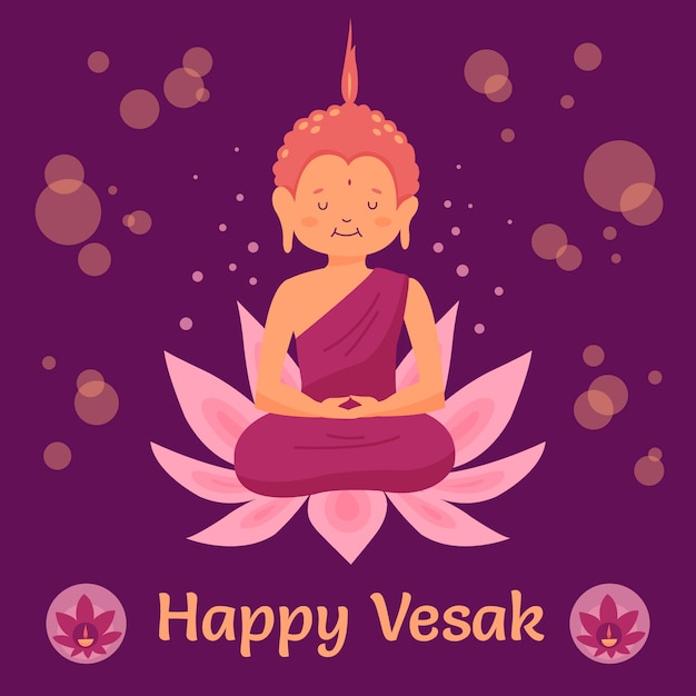 Vector gratuito dibujado a mano feliz vesak letras