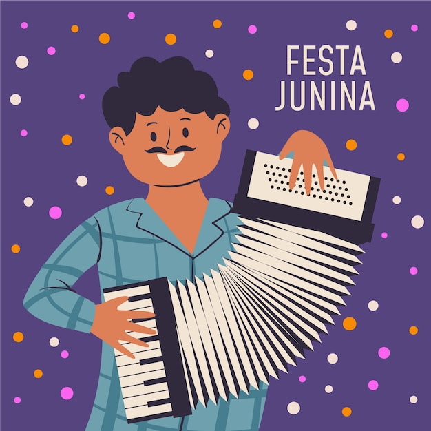 Vector gratuito dibujado a mano festa junina ilustración con hombre