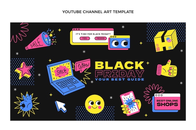 Vector gratuito dibujado a mano flat black friday canal de youtube arte
