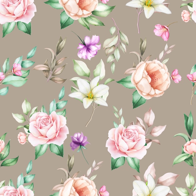 dibujado a mano floral acuarela de patrones sin fisuras