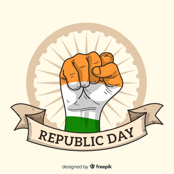 Vector gratuito dibujado a mano fondo del día de la república india