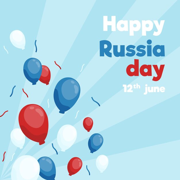 Dibujado a mano fondo del día de Rusia con globos