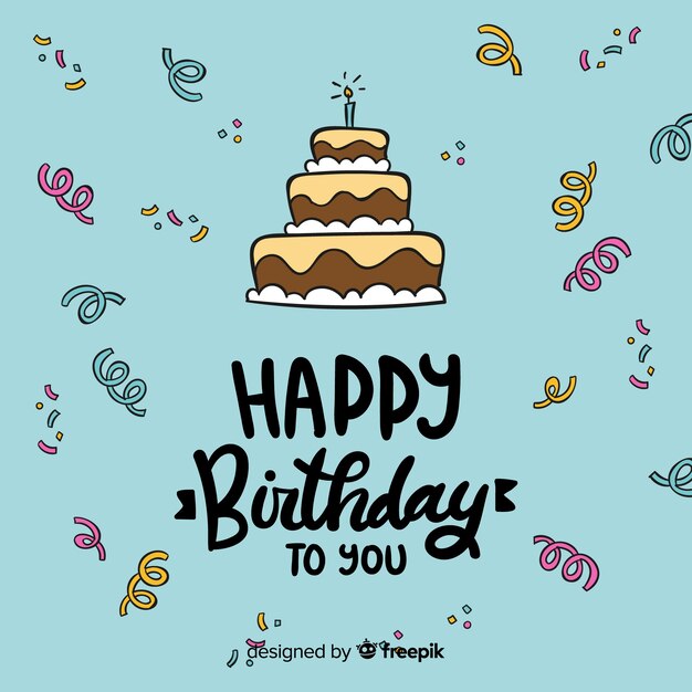 Dibujado a mano fondo feliz cumpleaños