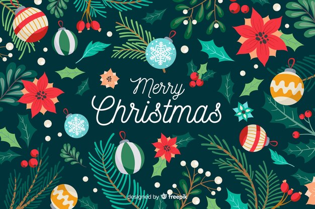 Dibujado a mano fondo floral de navidad