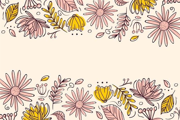 Dibujado a mano fondo de flores