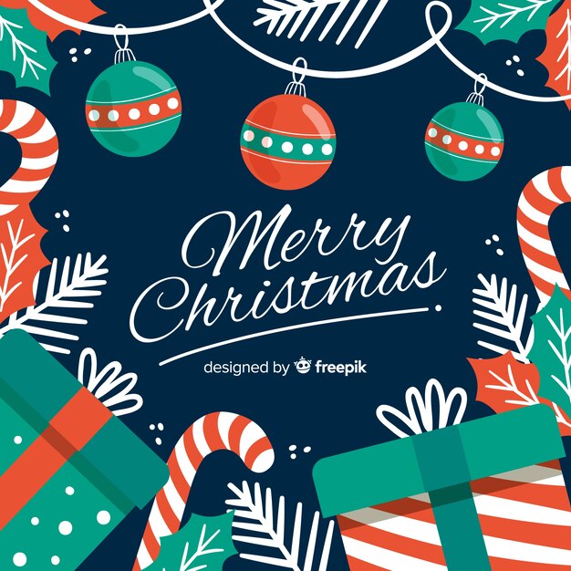 Dibujado a mano fondo de Navidad