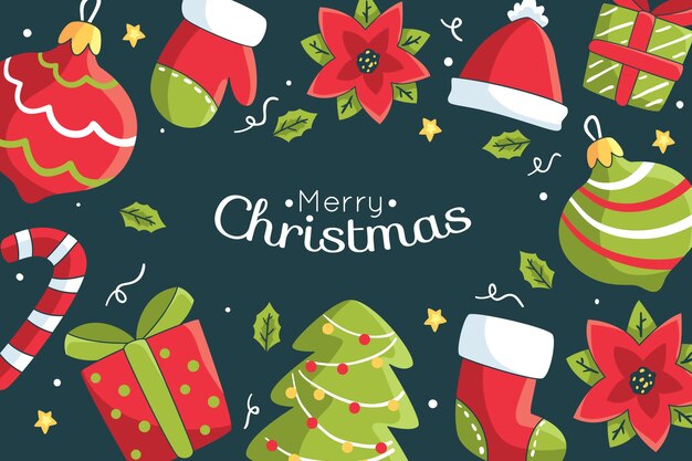 Dibujado a mano fondo de Navidad