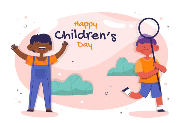 Dibujado a mano fondo plano del día mundial del niño