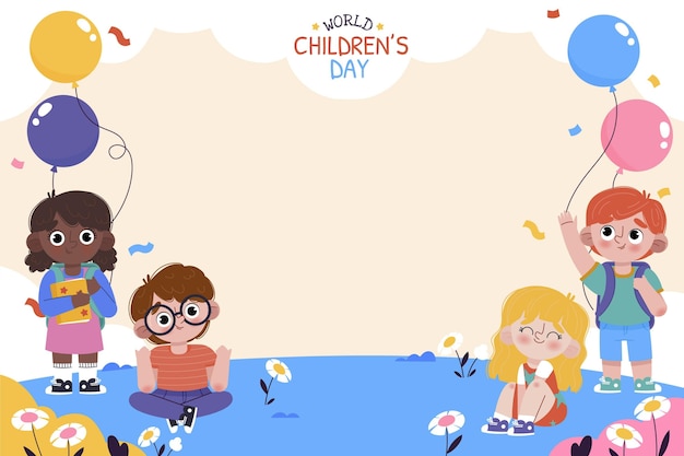 Dibujado a mano fondo plano del día mundial del niño