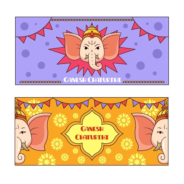 Vector gratuito dibujado a mano ganesh chaturthi banner