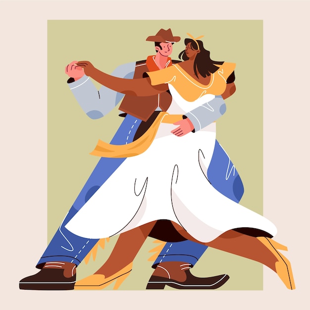 Vector gratuito dibujado a mano gaucho pareja bailando ilustración