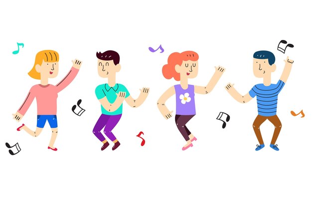 Dibujado a mano gente bailando ilustración