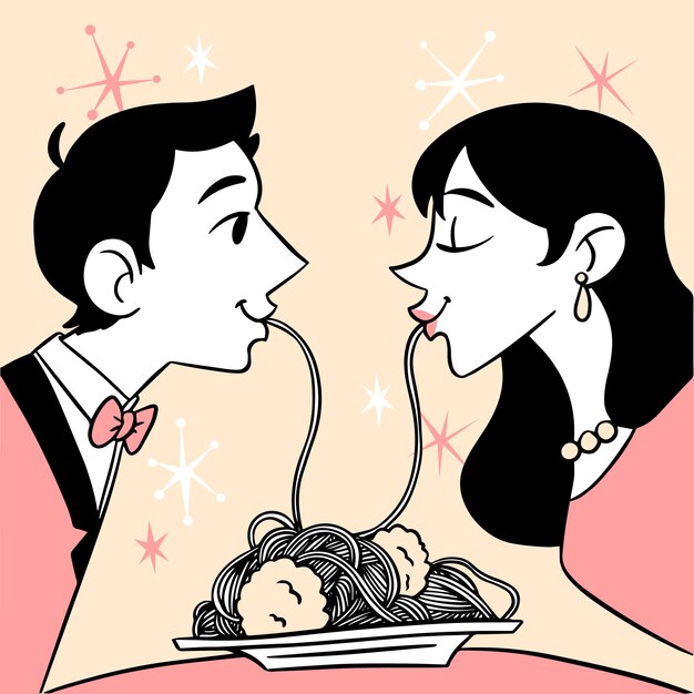 Dibujado a mano gente comiendo ilustración