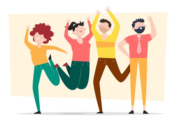 Dibujado a mano gente de diseño plano agitando ilustración