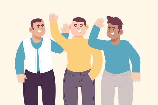 Dibujado a mano gente de diseño plano agitando ilustración