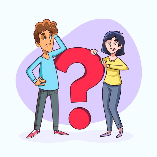 Dibujado a mano gente haciendo preguntas ilustración