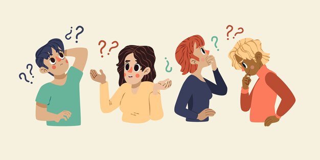 Dibujado a mano gente haciendo preguntas ilustración