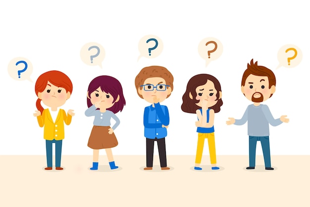 Dibujado a mano gente haciendo preguntas ilustración