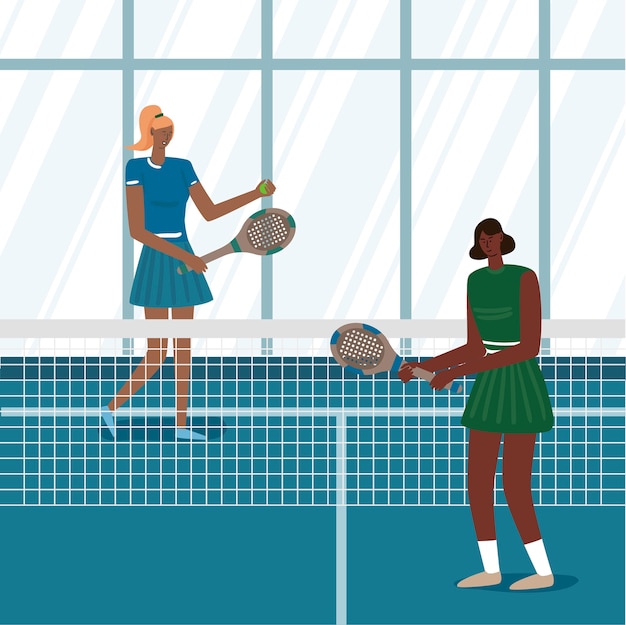 Dibujado a mano gente jugando padel ilustración