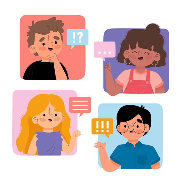 Dibujado a mano gente plana hablando
