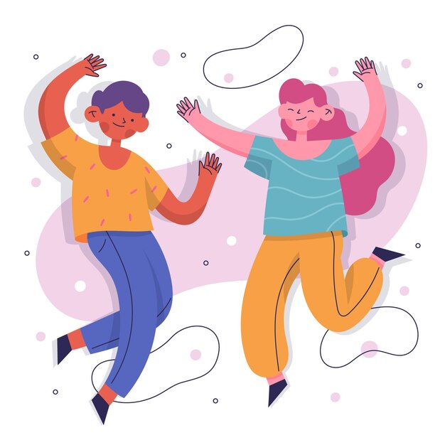 Dibujado a mano gente saltando ilustración