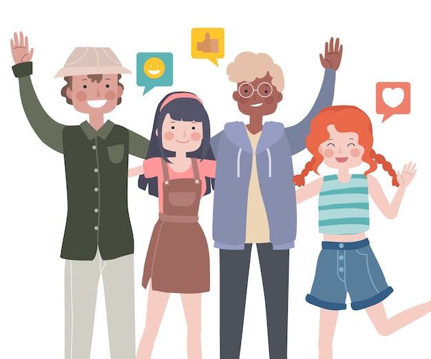 Dibujado a mano gente saludando ilustración