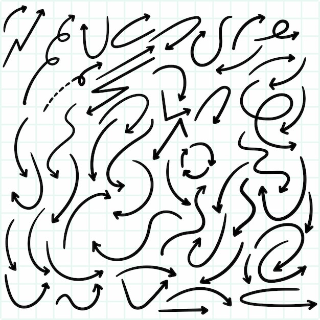 Vector gratuito dibujado a mano geométrico doodle diseño de conjunto de flechas