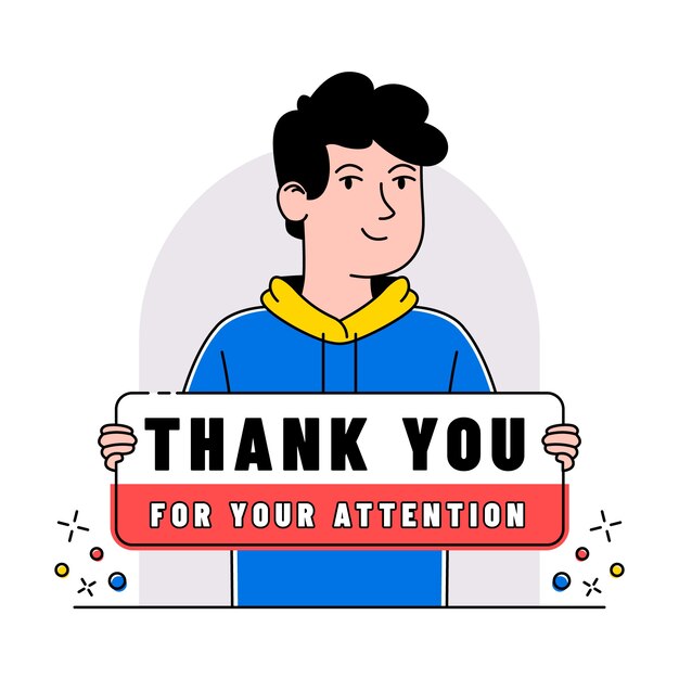 Dibujado a mano gracias por su atención etiqueta ilustración