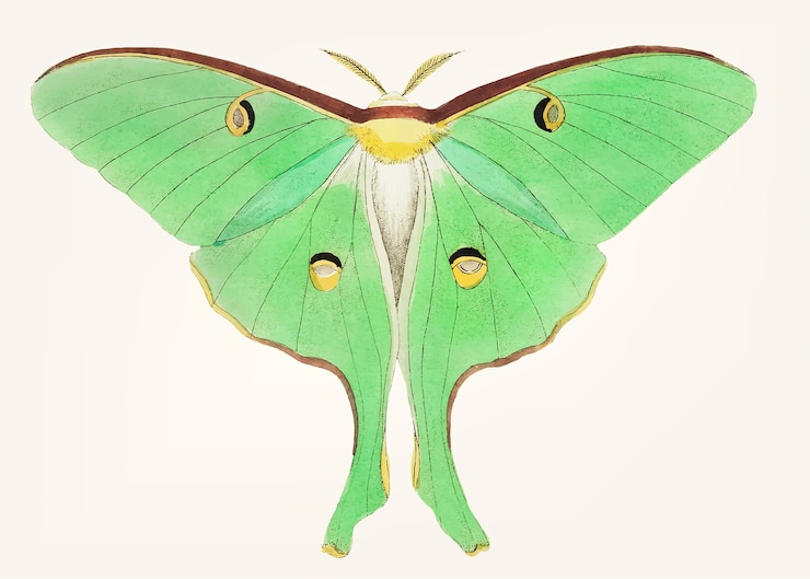 Vector gratuito dibujado a mano de gran phalaena verde guisante