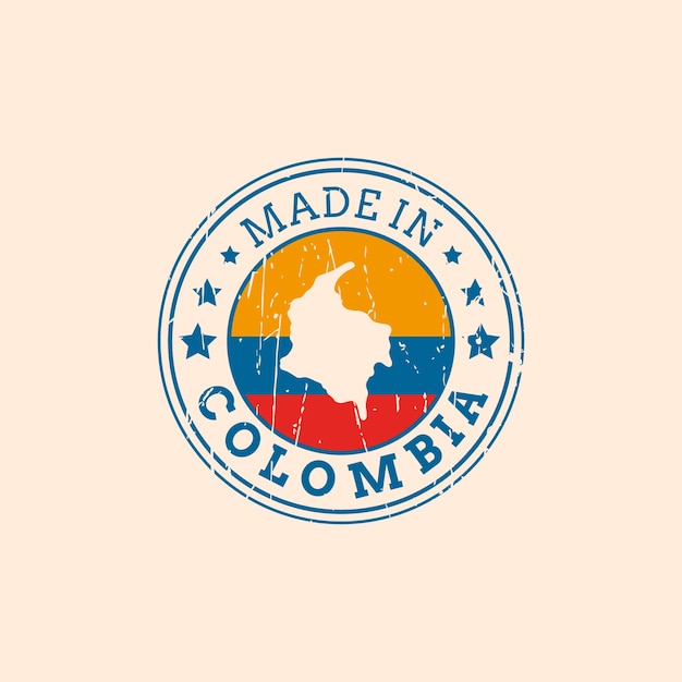 Dibujado a mano hecho en sello de colombia