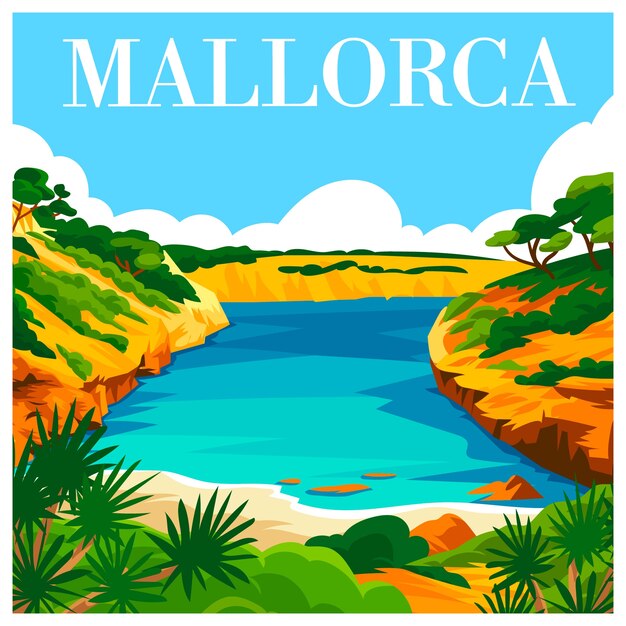 Dibujado a mano hermosa mallorca ilustración