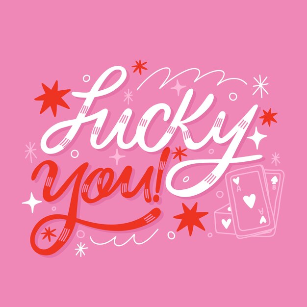 Dibujado a mano hiper rosa suerte texto ilustración