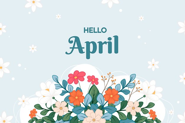 Dibujado a mano hola abril banner y fondo