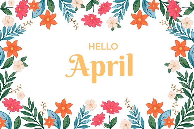 Dibujado a mano hola abril banner y fondo