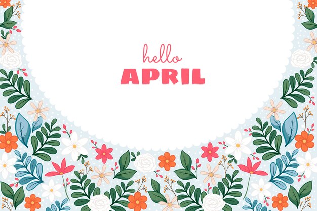 Dibujado a mano hola abril banner y fondo
