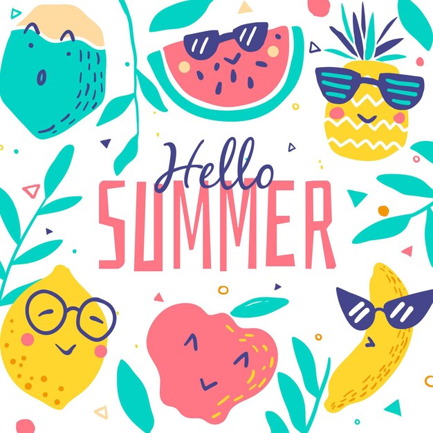 Dibujado a mano hola concepto de verano