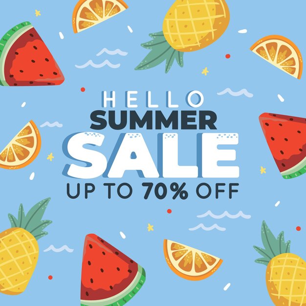 Dibujado a mano hola ilustración de venta de verano