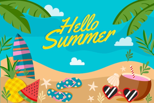 Dibujado a mano hola ilustración de verano