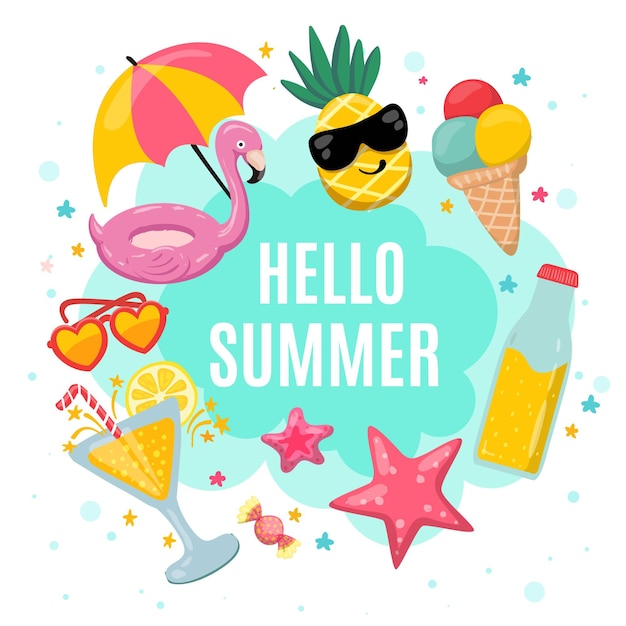 Dibujado a mano hola ilustración de verano