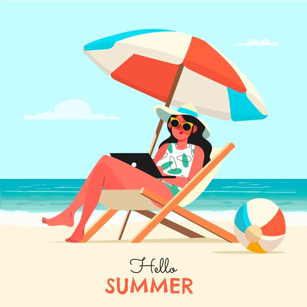 Dibujado a mano hola ilustración de verano