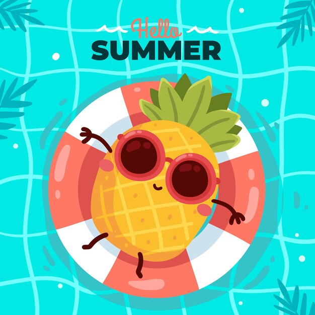 Dibujado a mano hola ilustración de verano