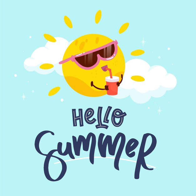 Dibujado a mano hola ilustración de verano