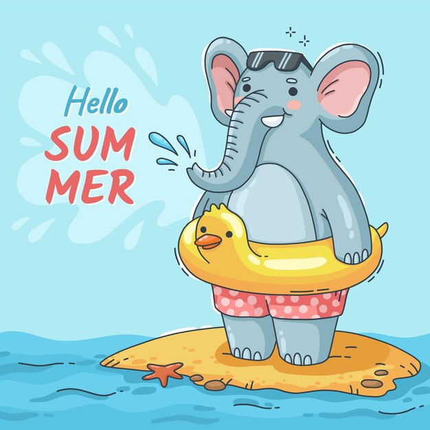 Dibujado a mano hola ilustración de verano
