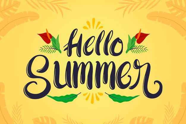 Dibujado a mano hola verano letras