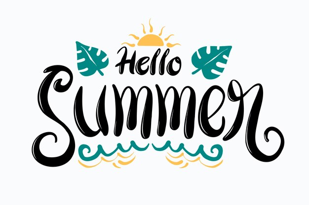 Dibujado a mano hola verano letras