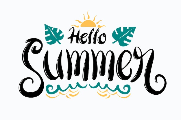 Dibujado a mano hola verano letras