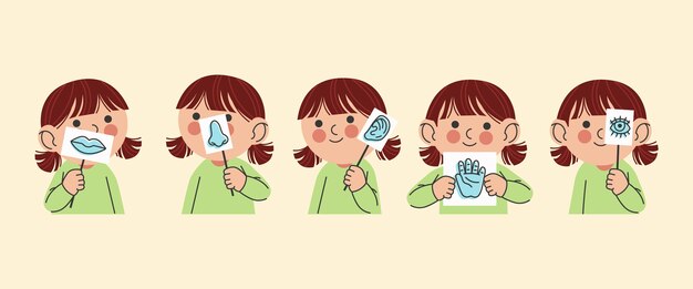 Dibujado a mano ilustración de 5 sentidos