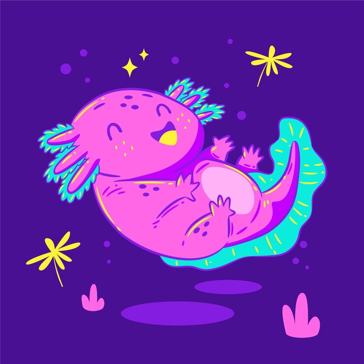 Vector gratuito dibujado a mano ilustración de ajolote de diseño plano