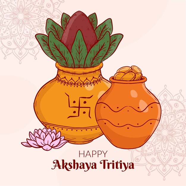 Dibujado a mano ilustración akshaya tritiya