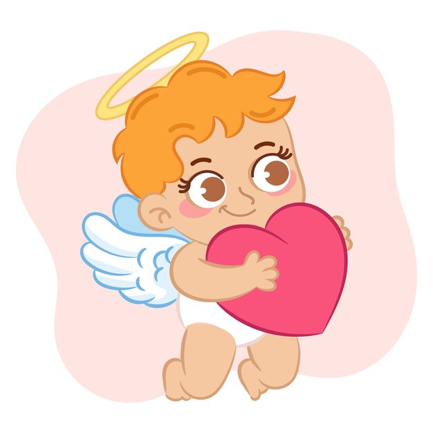 Dibujado a mano ilustración de ángel de dibujos animados lindo